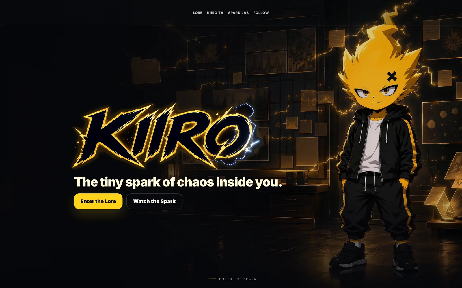 Home page with the animated title, desktop
